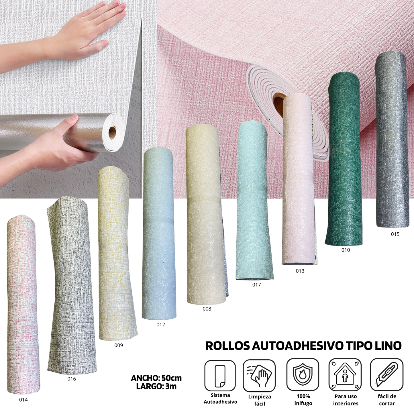 ROLLO PAPEL TAPIZ AUTOADHESIVO TIPO LINO COD-015
