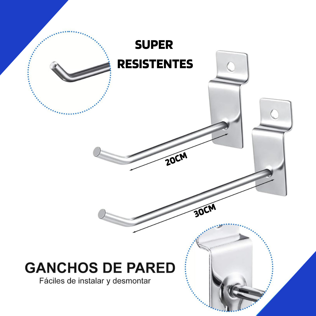 SET DE 12 GANCHOS EXHIBIDORES 30CM PARA PERCHA