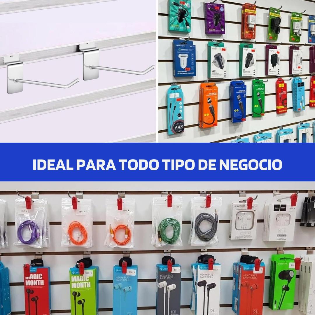 SET DE 12 GANCHOS EXHIBIDORES 30CM PARA PERCHA