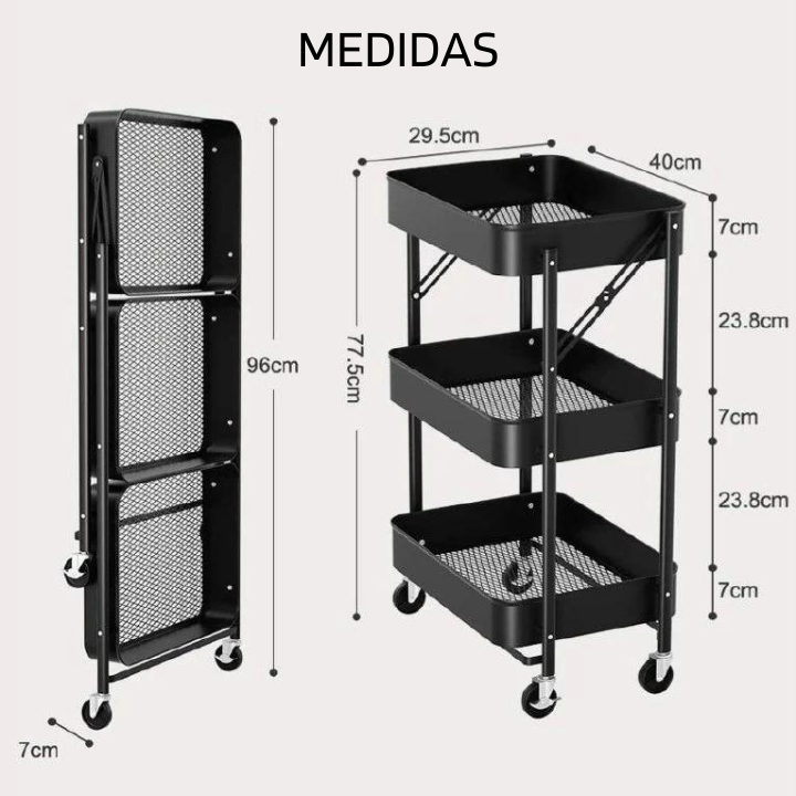 ORGANIZADOR MULTIPLE PLEGABLE 3 PISOS CON RUEDAS