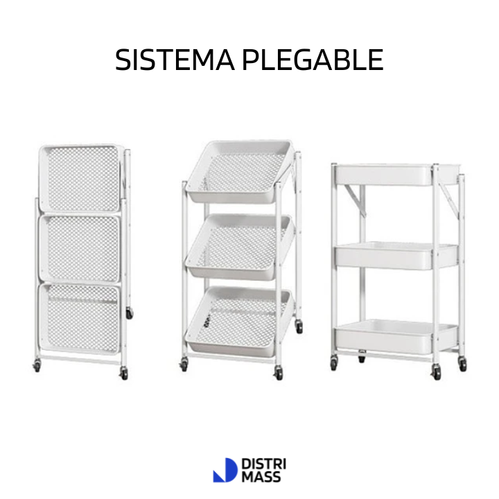 ORGANIZADOR MULTIPLE PLEGABLE 3 PISOS CON RUEDAS